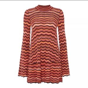 Free People Multicolor Ziggy Chevron Knit bell sleeve Dress M